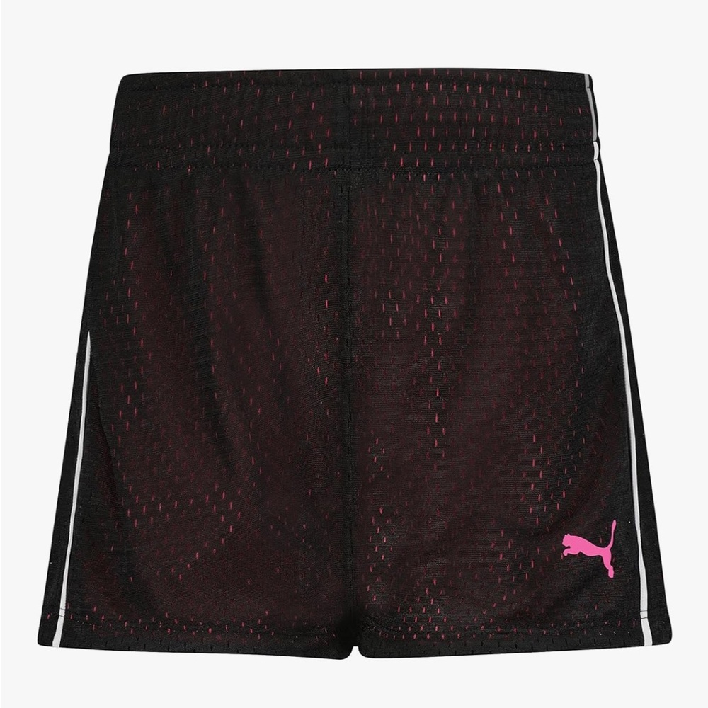 Puma Little Girls Active Double Mesh Shorts in Black Size 5